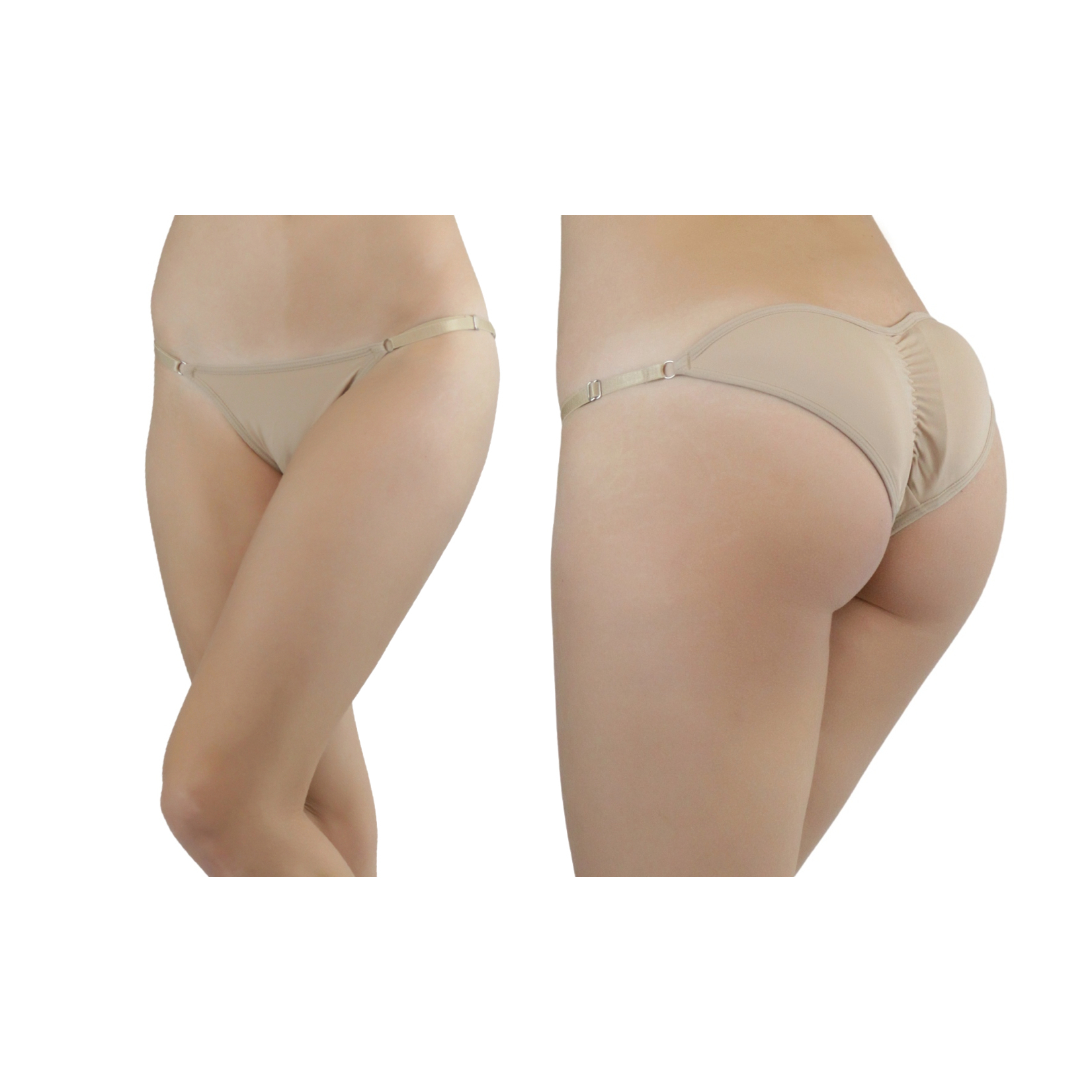 Women's Booty Booster Shapewear Tanga Panties - Beige, M
