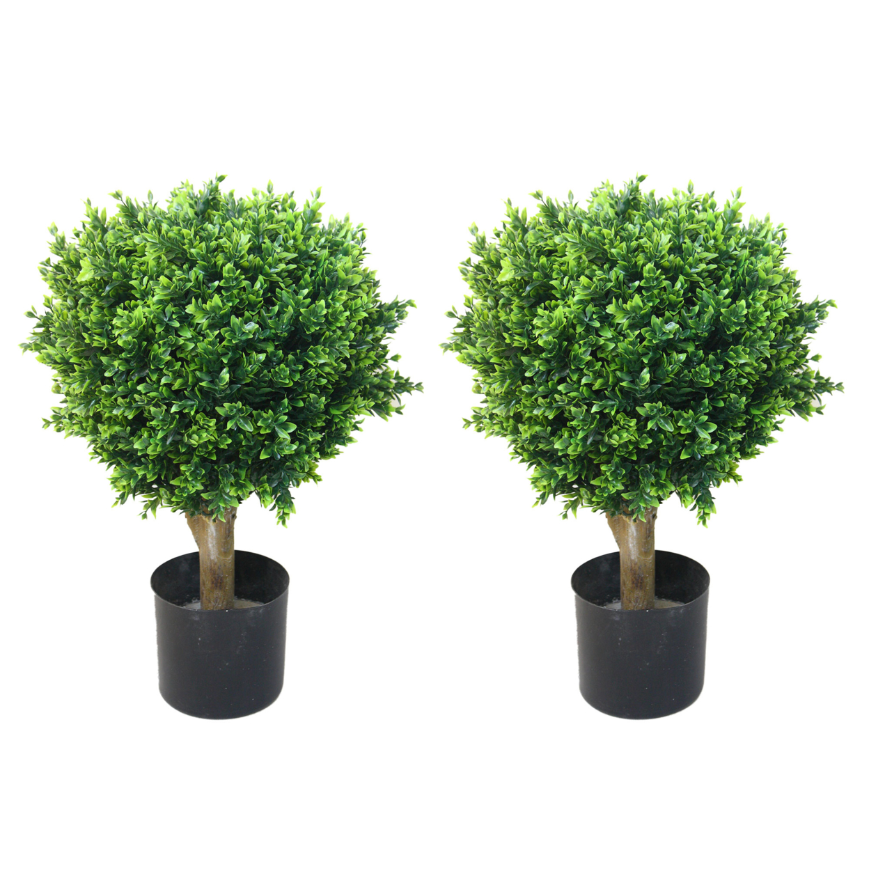 Artificial Hedyotis Tree Plants Fake Topiary Indoor Outdoor 24 Inches Tall Set Of 2