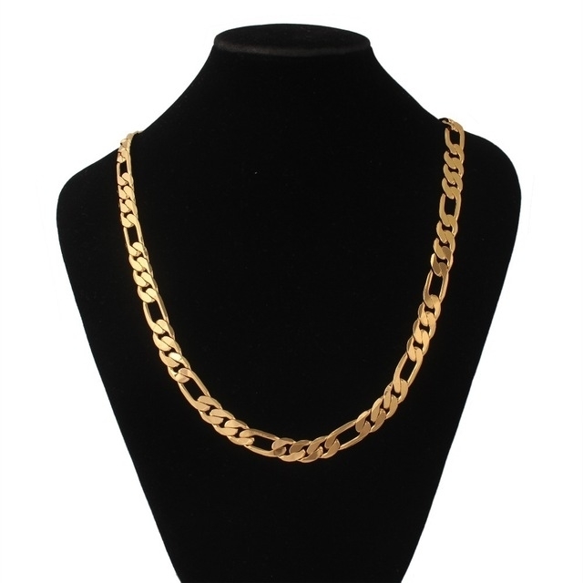18k Gold Thick Figaro Link Chain Necklace