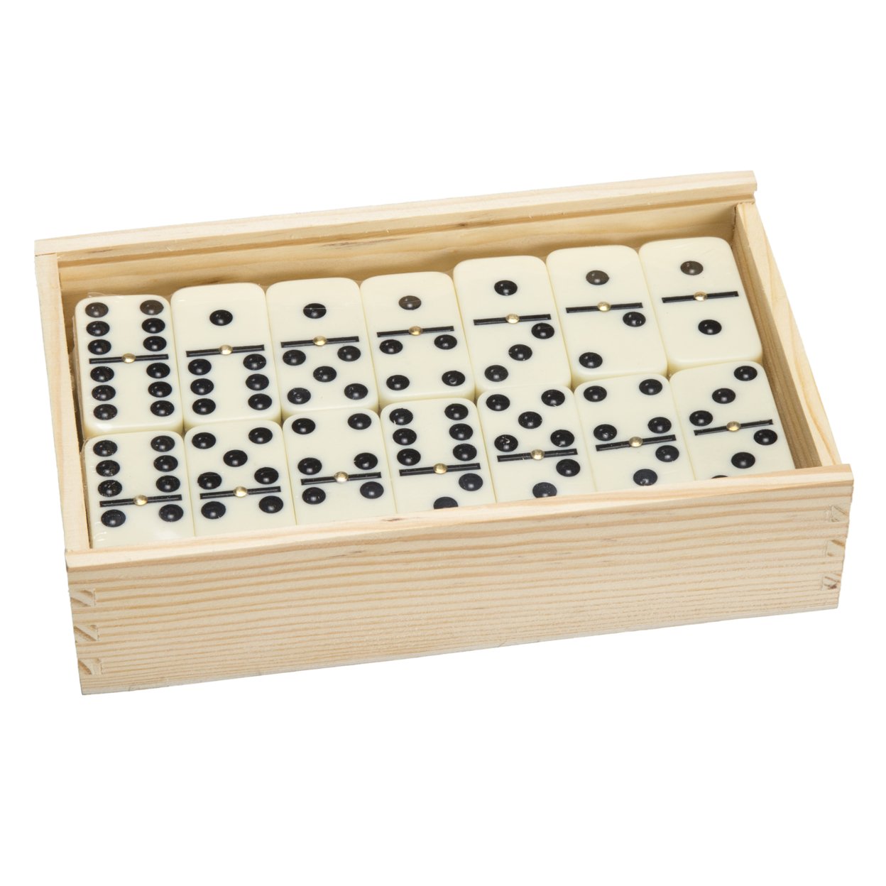 Premium Set Of 55 Double Nine Dominoes With Wood Case Center Pip For Easy Mix And Flip 1 - 9