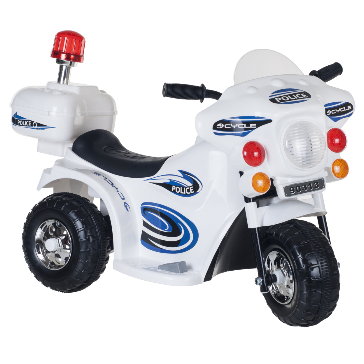 Lil' Rider Three Wheeled Motorcycle Ride-on - White Motorbike Battery Operated Ride On Toy 2-4 Yrs