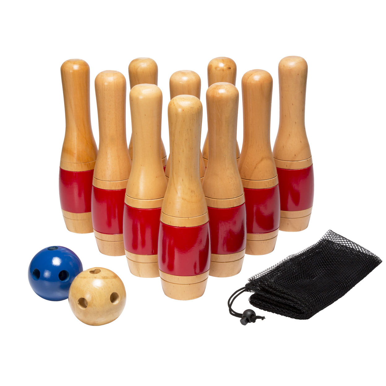 Hey! Play! Wooden Lawn Bowling Set Backyard Family Game