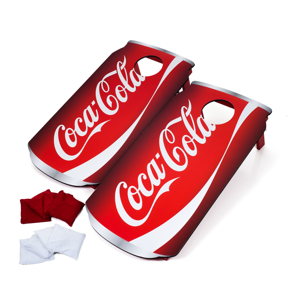 Coca Cola Can Cornhole Set Bean Bag Toss Backyard Game Portable Handles