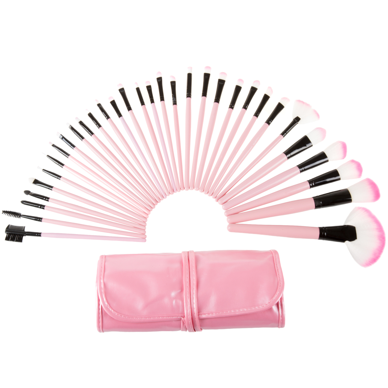 Everyday Home 32 Piece Makeup Brush Set With Pink Pouch