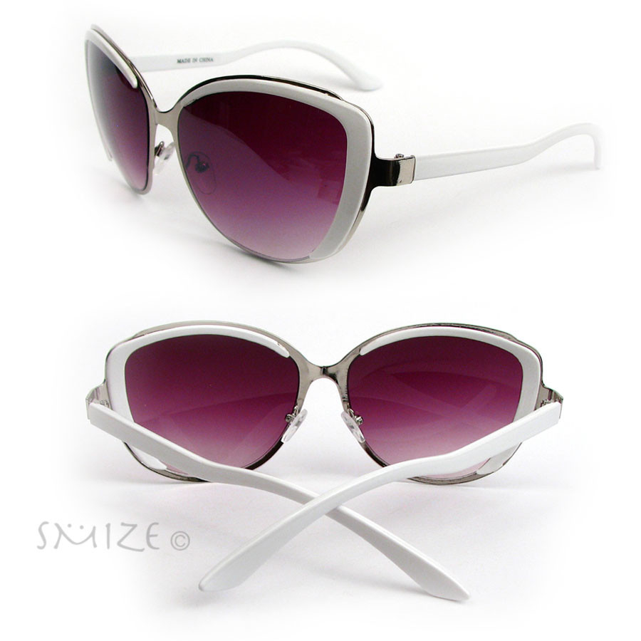 Cat Eye Frame Hot Fashion Oversized Women's Sunglasses - Black Silver