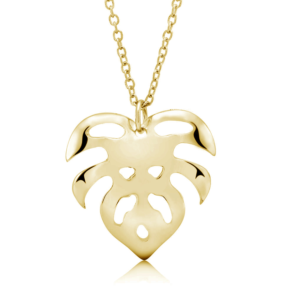 18kt Gold LEaf Necklace - White