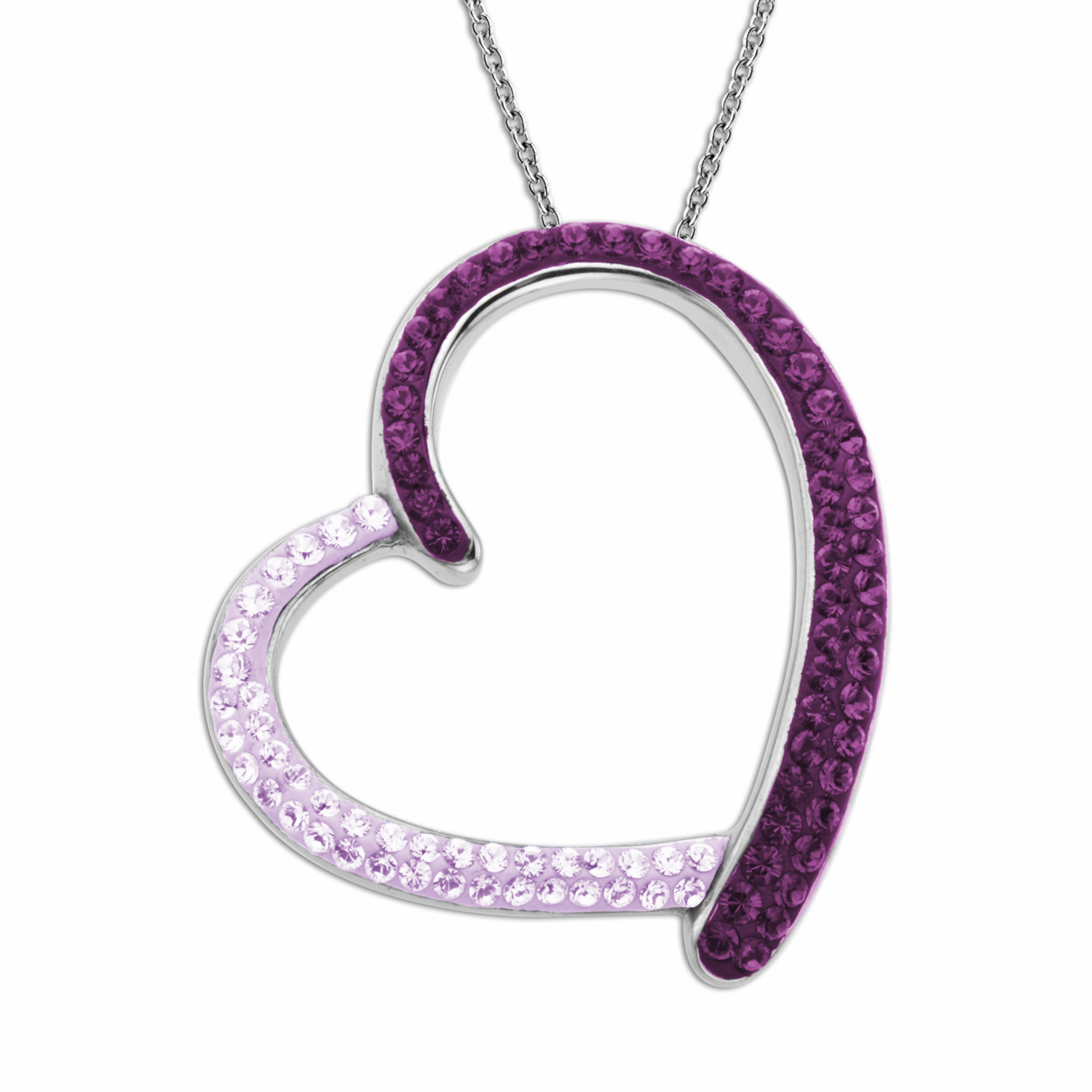 Pink And White Austrian Crystal Heart Necklace