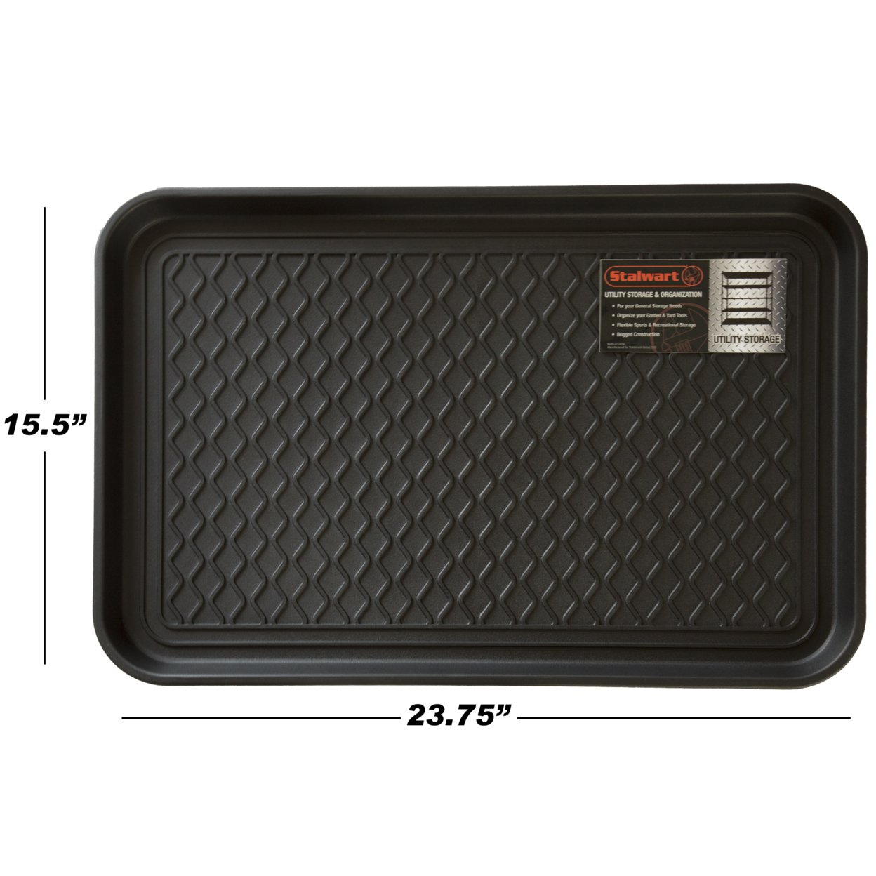 Stalwart Eco Friendly Utility Boot Tray Mat - 24 X 15 Inches - Black