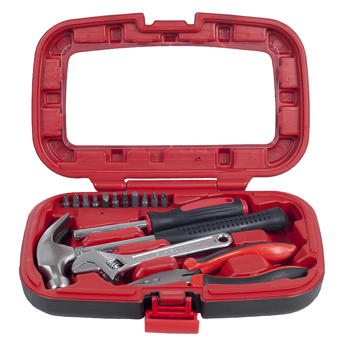 Household Hand Tools, Tool Set 15 Piece Set Hammer, Wrench, Screwdriver, Pliers (Tool Kit For The Home, Office, Or Car)