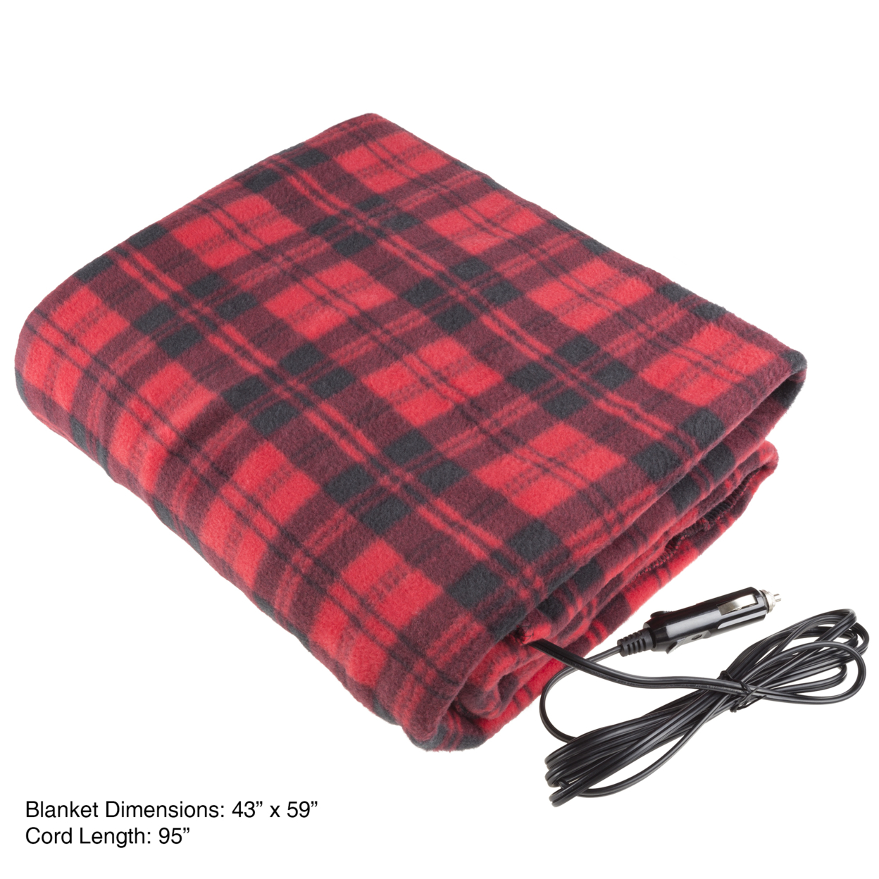 Stalwart 12 Volt Red Plaid Electric Blanket For Automobile