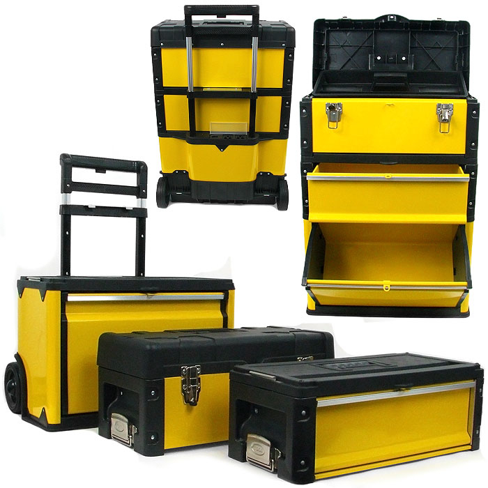 Oversized Portable Tool Chest Three Boxes In One With Handle And Wheels