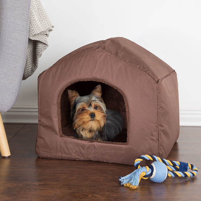 PETMAKER Cozy Cottage House Shaped Pet Bed Brown 19x18.5x17
