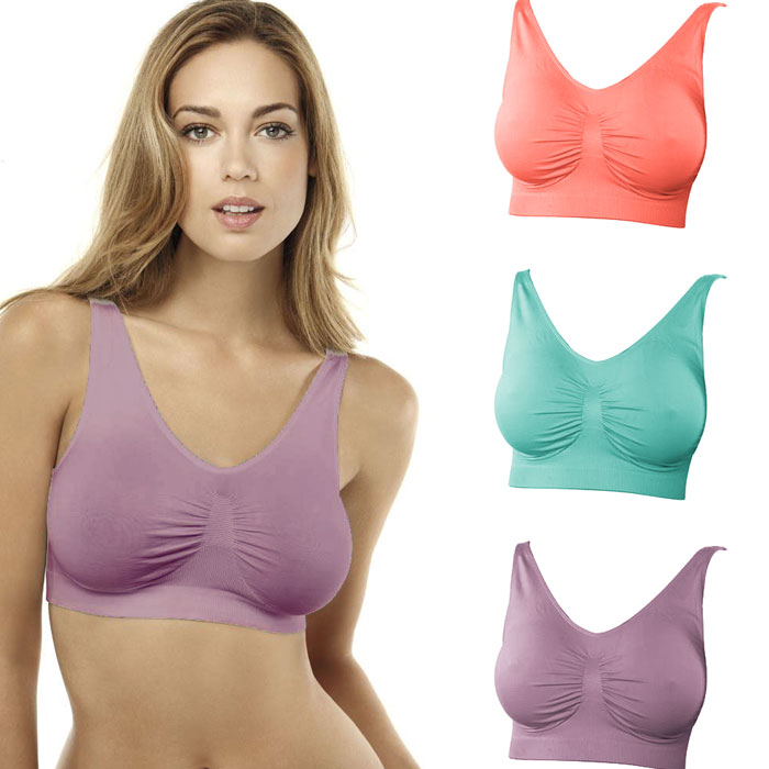 Comfortisse 3 Pack Of Bras Pink Purple And Teal Size Small