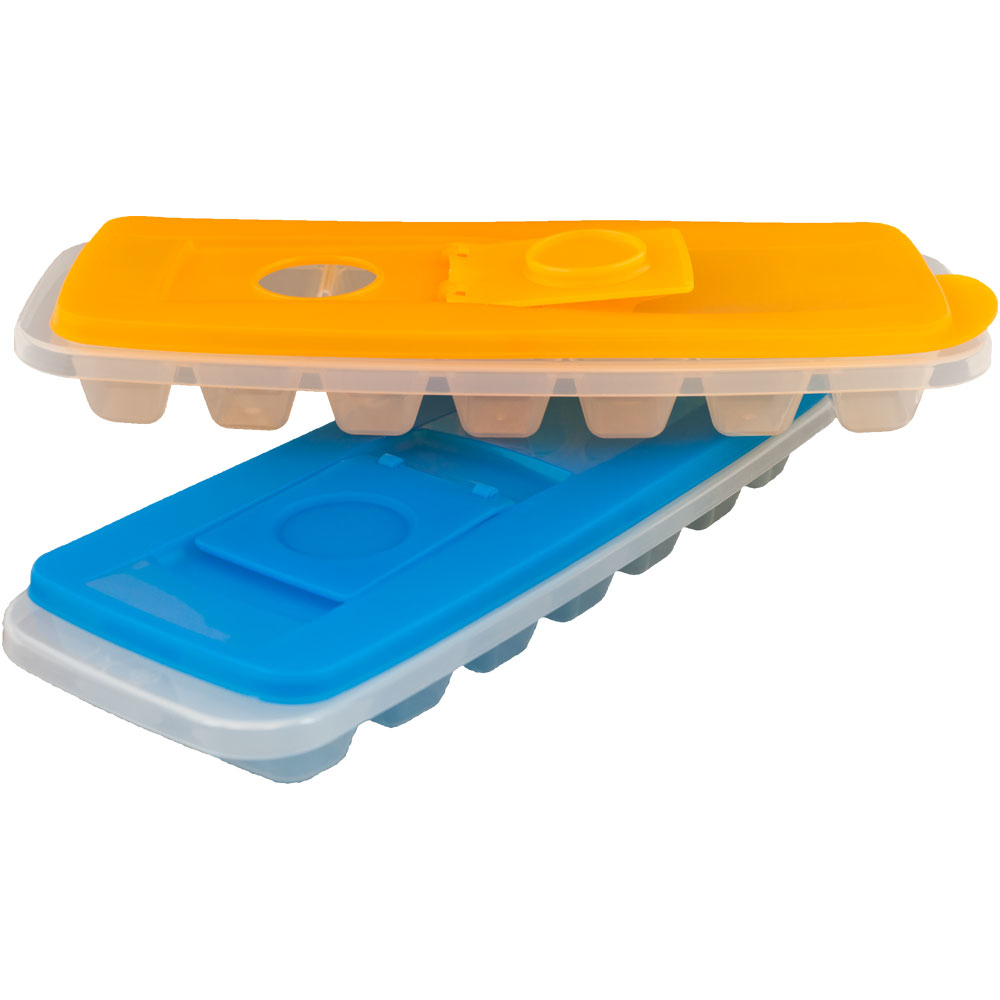 Set Of 2 Ice Cube Trays With Lids By Chef Buddy