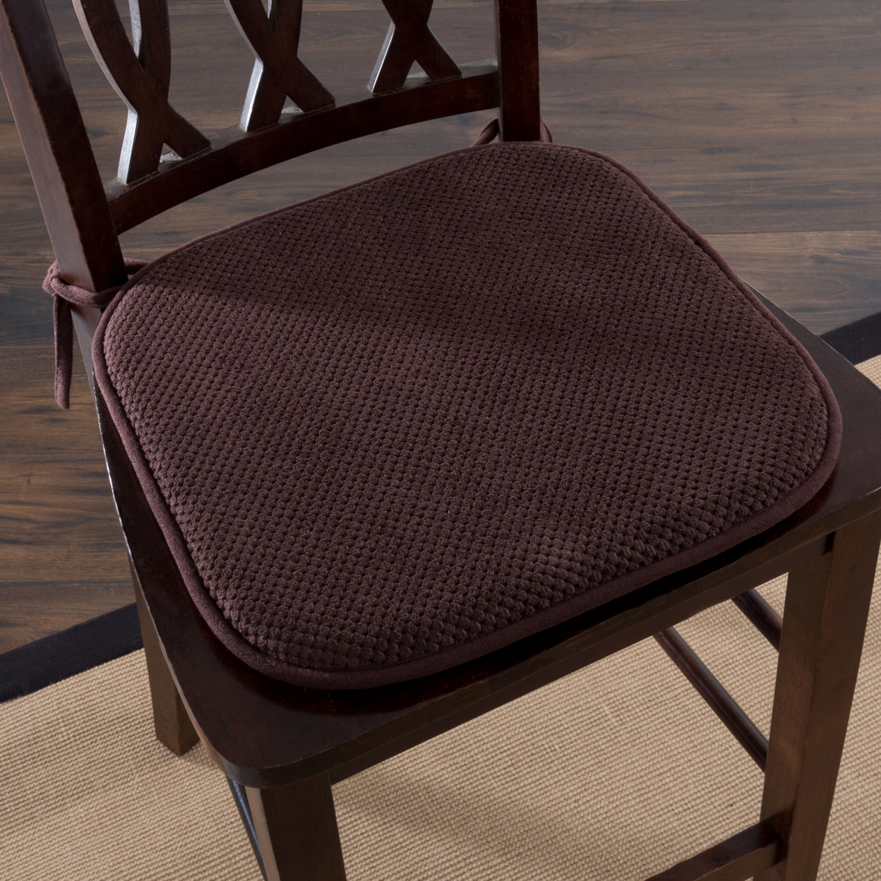 Lavish Home Memory Foam Chair Pad - Chocolate