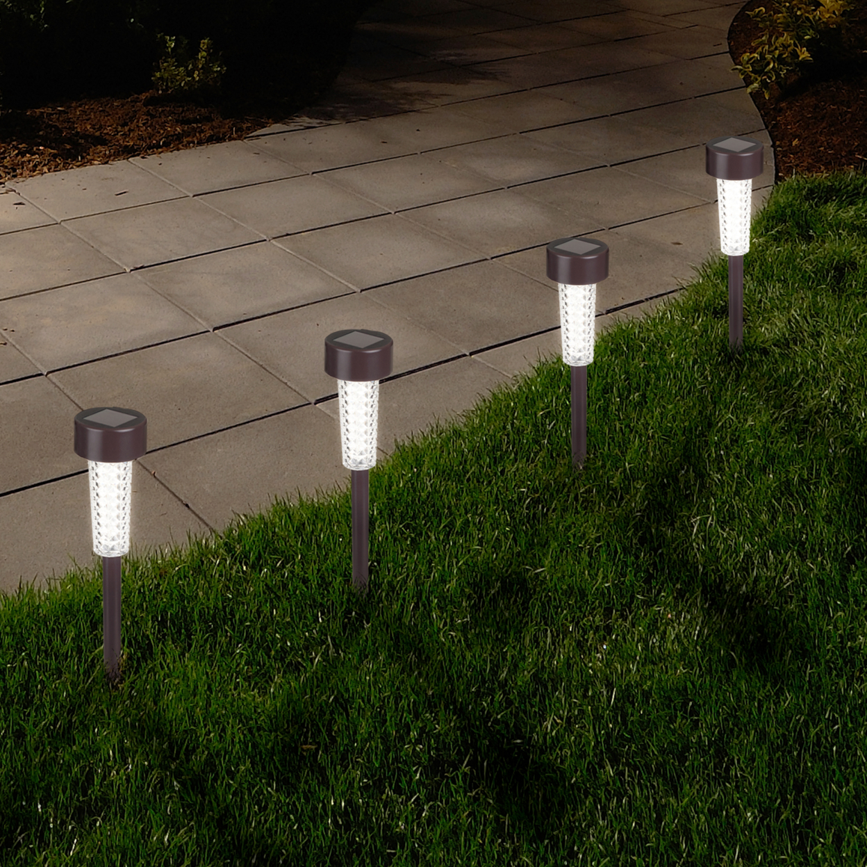 Pure Garden Textured LED Solar Path Lights - Bronze - Set Of 6