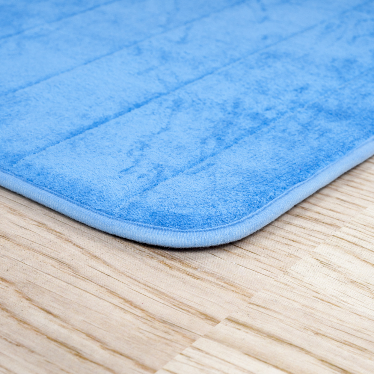 Lavish Home 2 Piece Memory Foam Striped Bath Mat Set - Blue