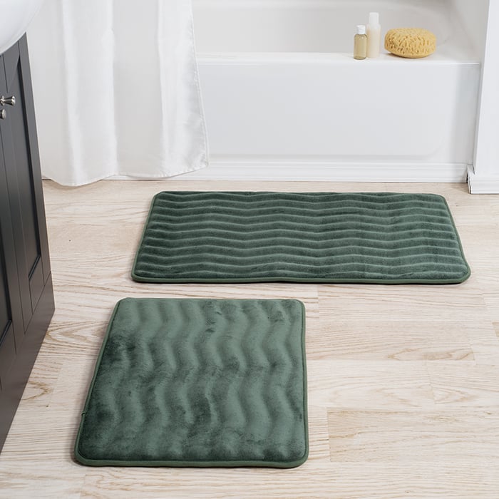 Lavish Home 2 Piece Memory Foam Bath Mat Set - Green