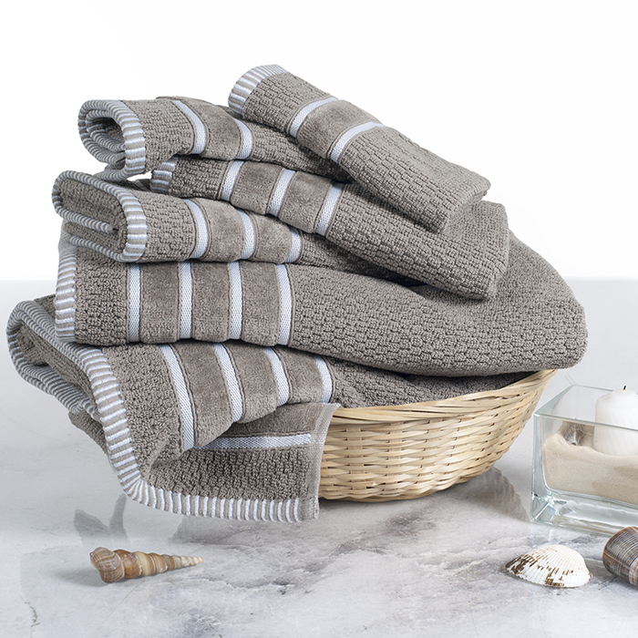 Lavish Home 100% Cotton Rice Weave 6 Piece Towel Set - Taupe