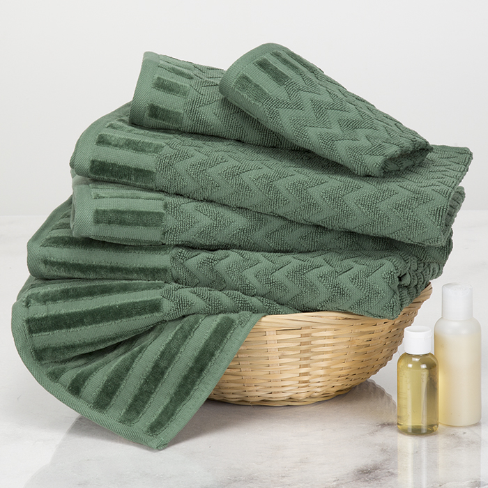 Lavish Home Chevron 100% Cotton 6 Piece Towel Set - Green