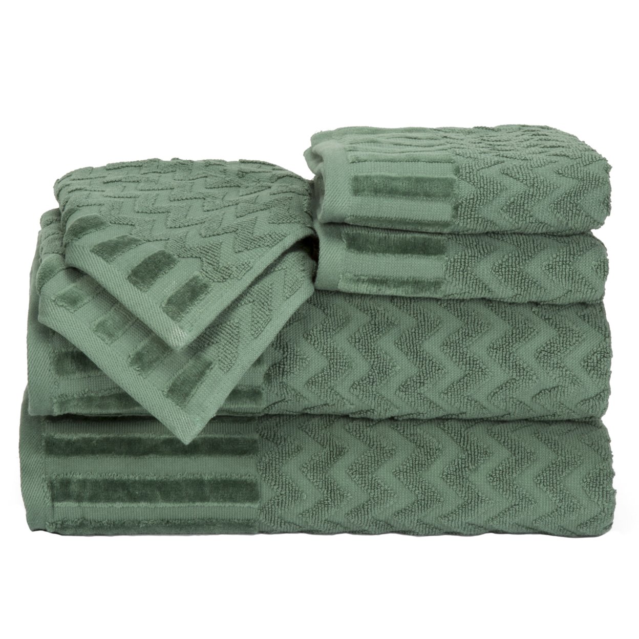 Lavish Home Chevron 100% Cotton 6 Piece Towel Set - Green