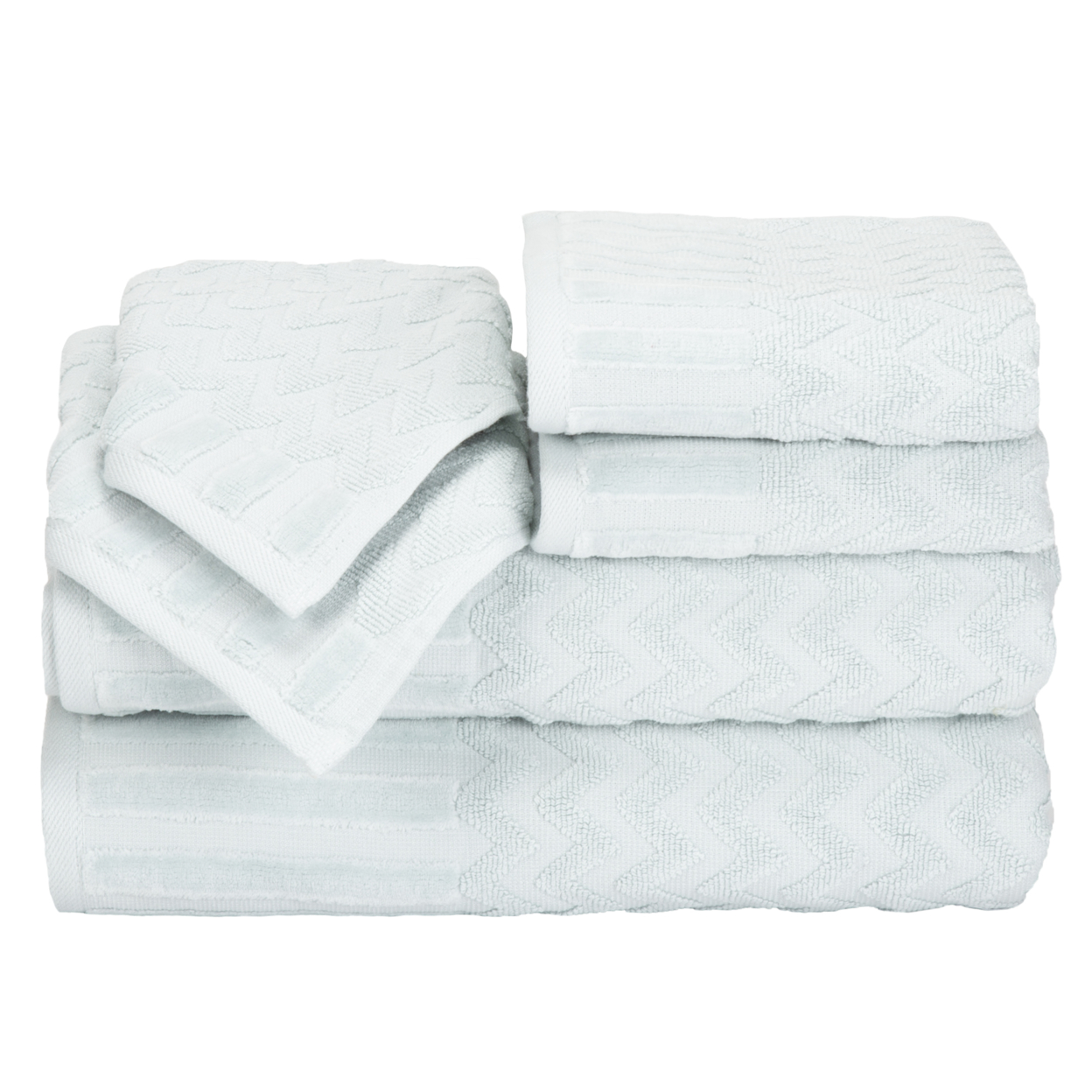 Lavish Home Chevron 100% Cotton 6 Piece Towel Set - Seafoam