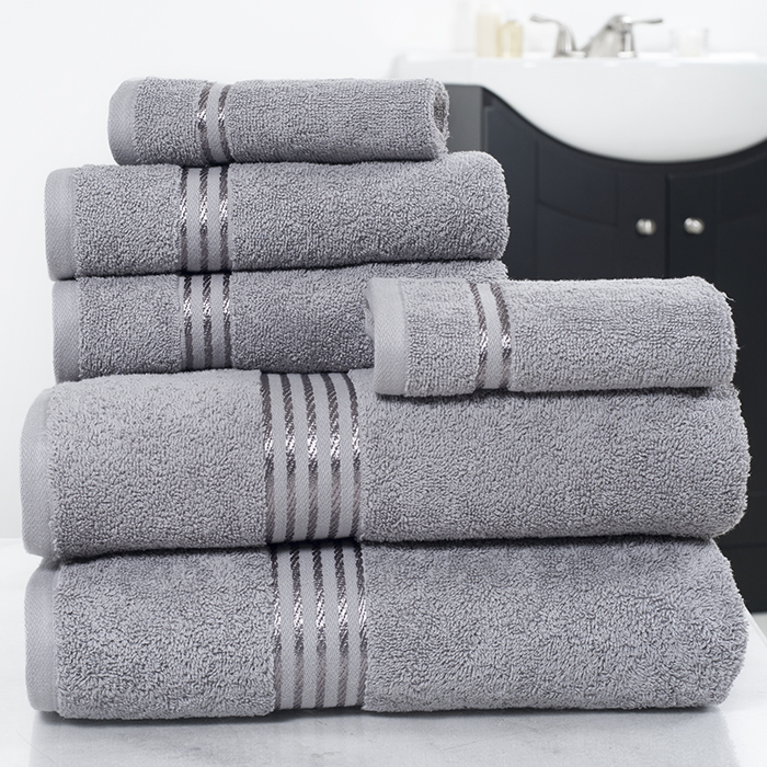 6-Piece Lavish Home Silver 100% Cotton Hotel Towel Set