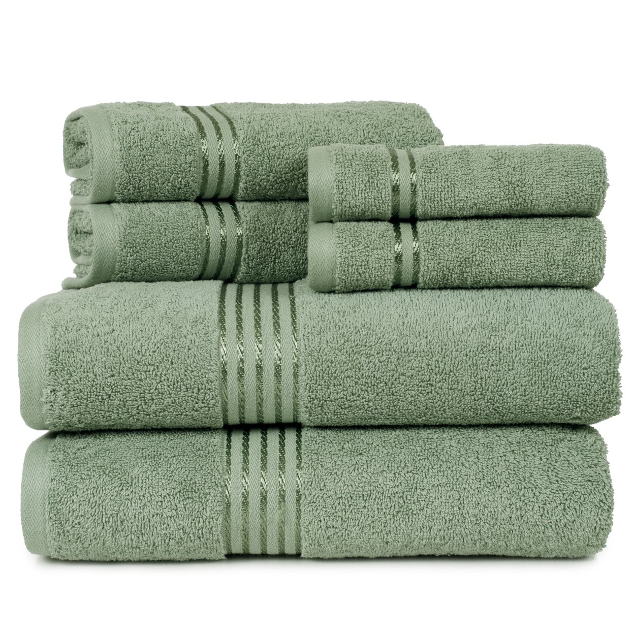 Lavish Home 100% Cotton Hotel 6 Piece Towel Set - Green