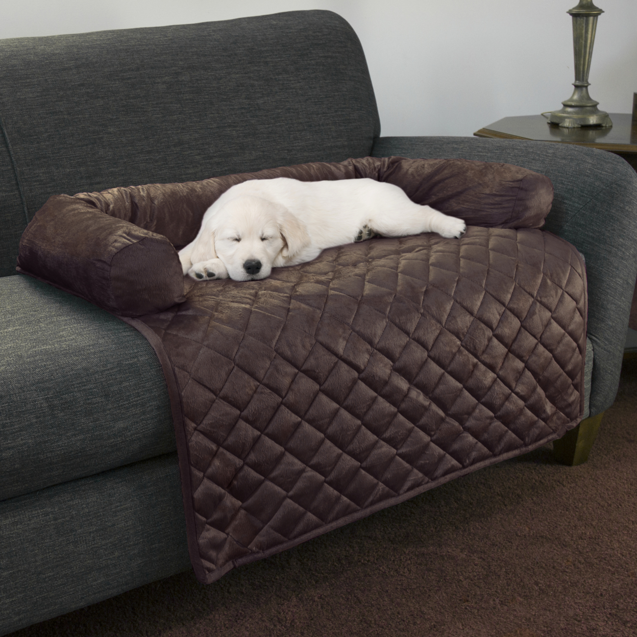 PETMAKER Furniture Protector Pet Cover With Bolster - Brown - 35x35