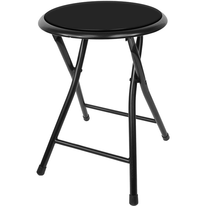 Folding Stool – Heavy Duty 18-Inch Collapsible Padded Round Stool With 300 Pound Capacity