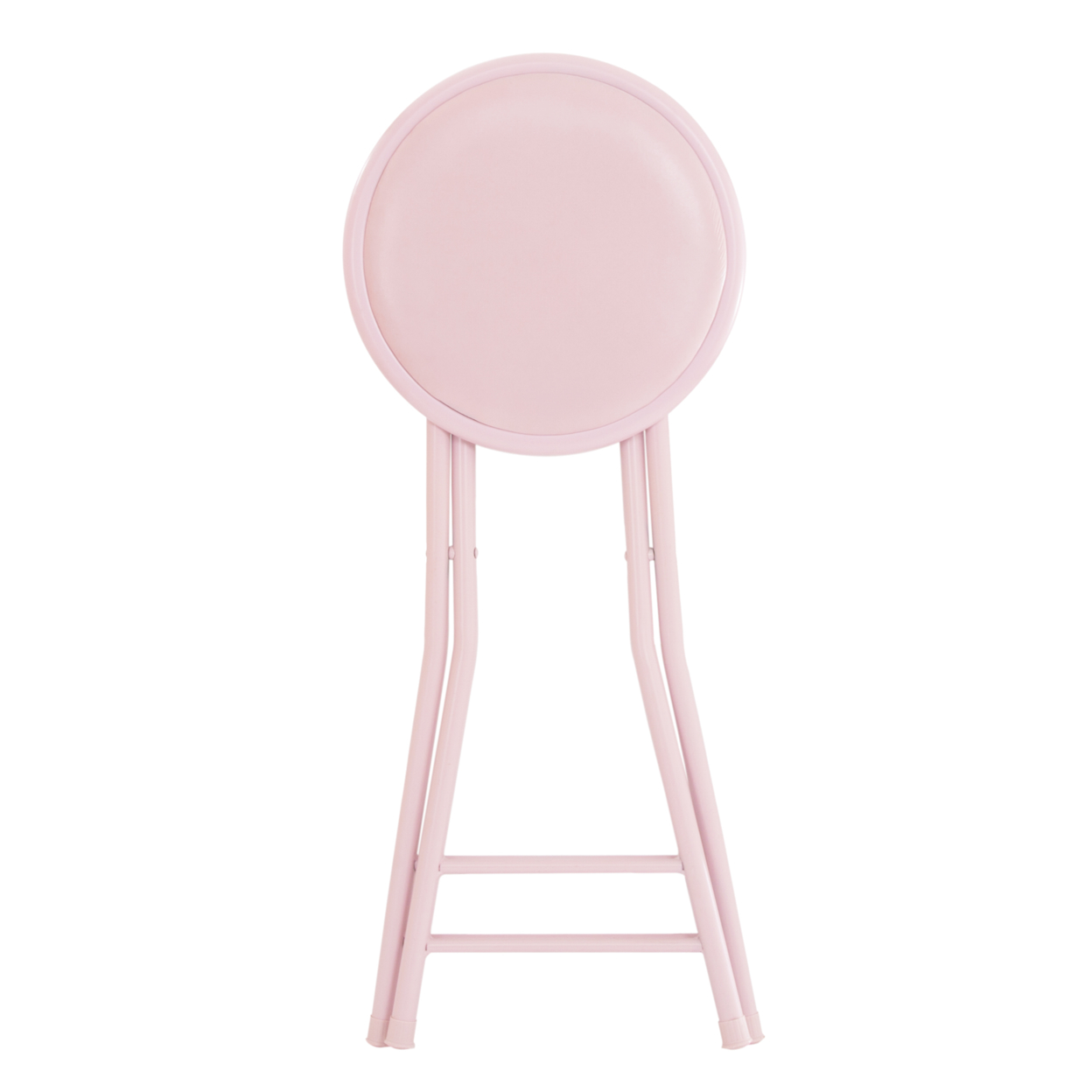 Pink Folding Stool – Heavy Duty 24-Inch Collapsible Padded Round Stool With 300 Pound Limit
