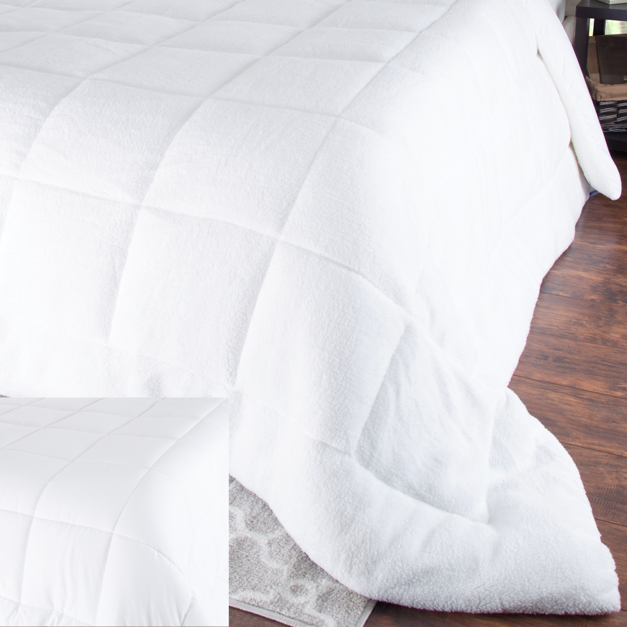Bluestone Oversized Reversible Down Alt Comforter With Sherpa - Twin