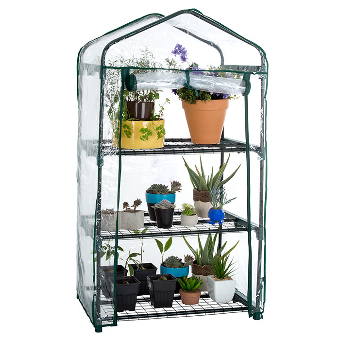 Pure Garden 3 Tier Mini Greenhouse With Cover 27.5 X 19 X 50 Inches