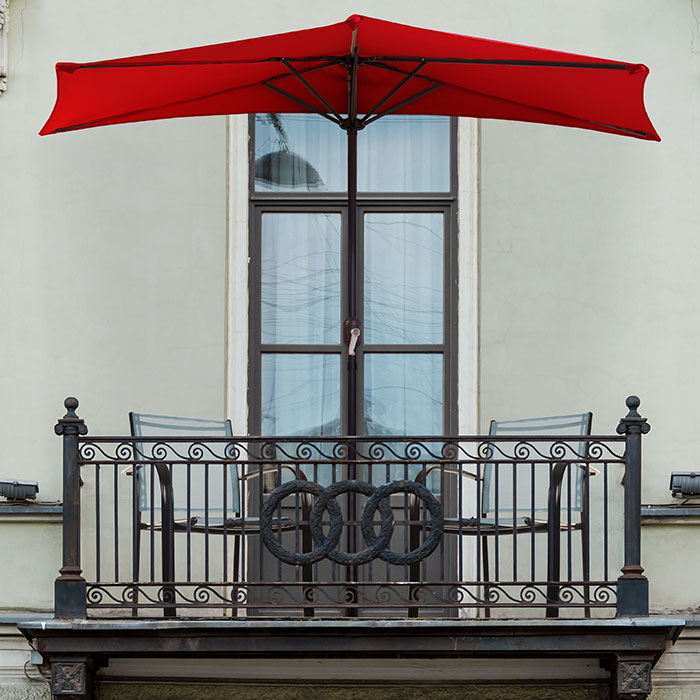 Pure Garden 9' Half Round Patio Umbrella - Red Patios Balconys Doorways