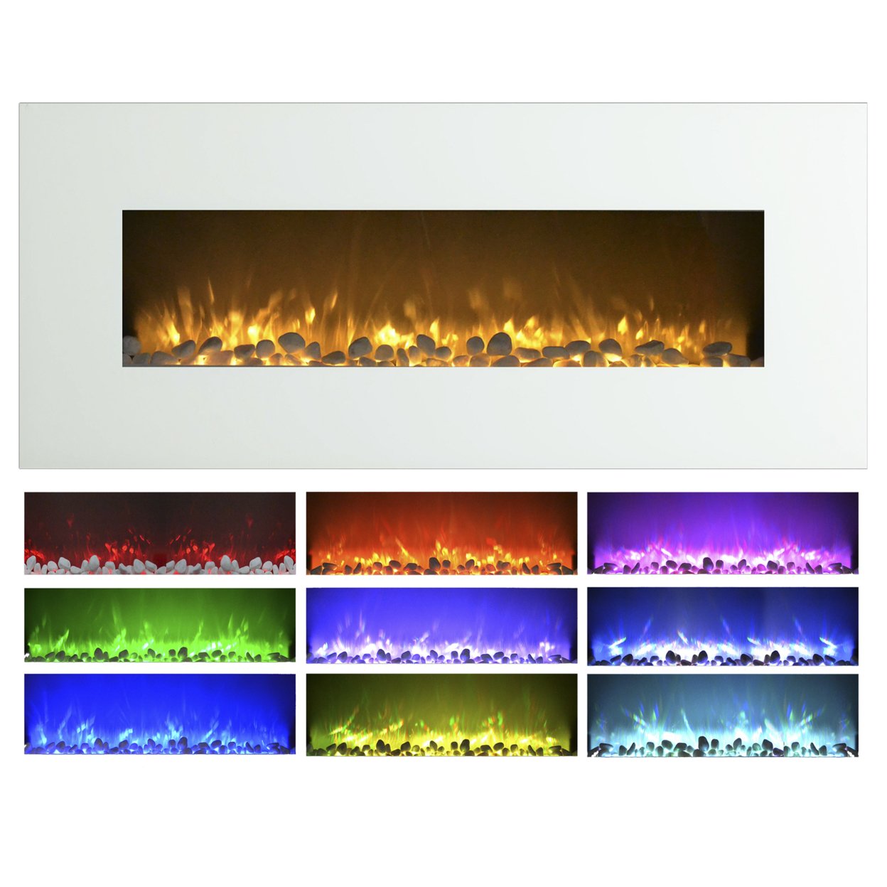 Northwest 50 White Electric Fireplace Color Changing Wall Mounted Remote Included
