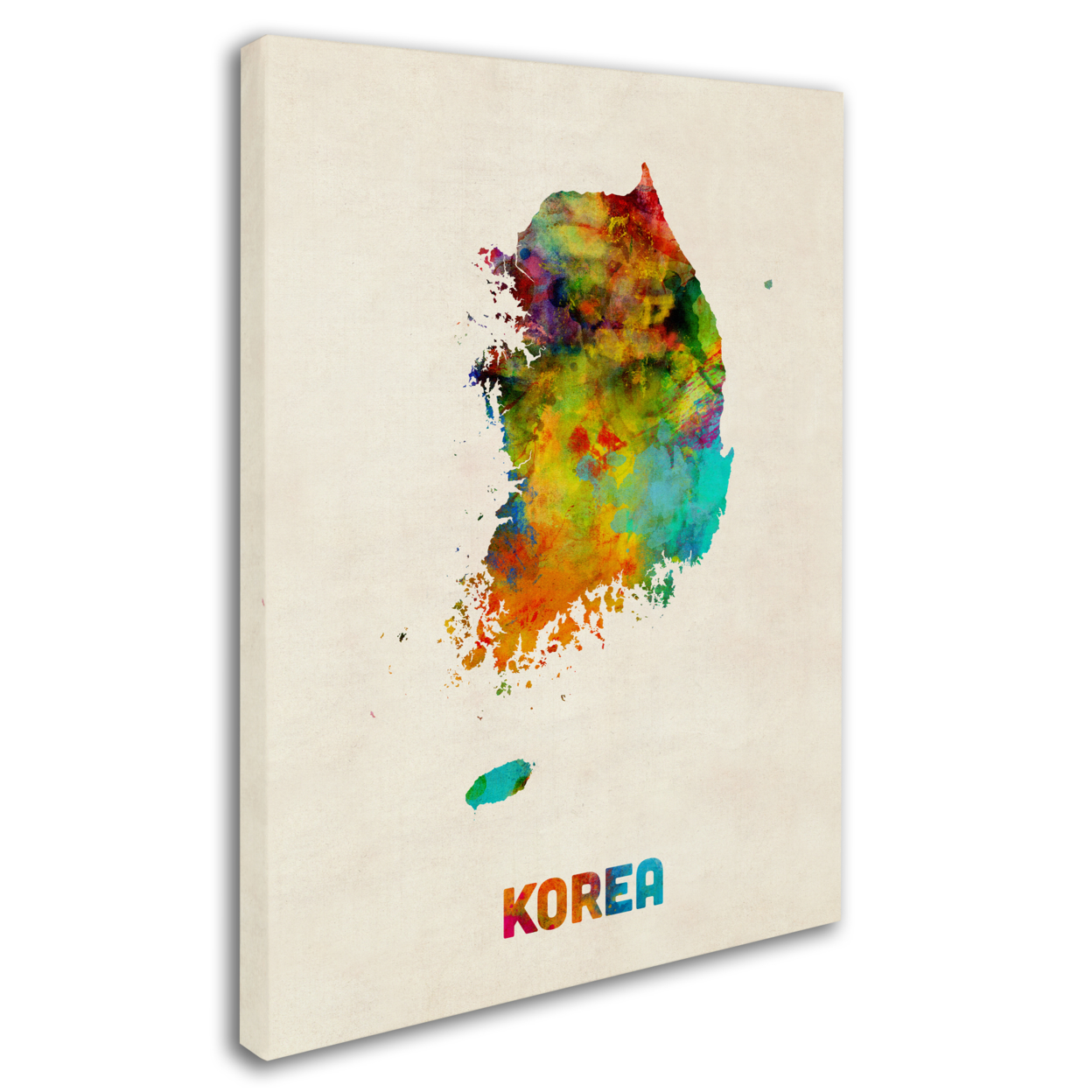 Michael Tompsett 'Korea Watercolor Map' 14 X 19 Canvas Art