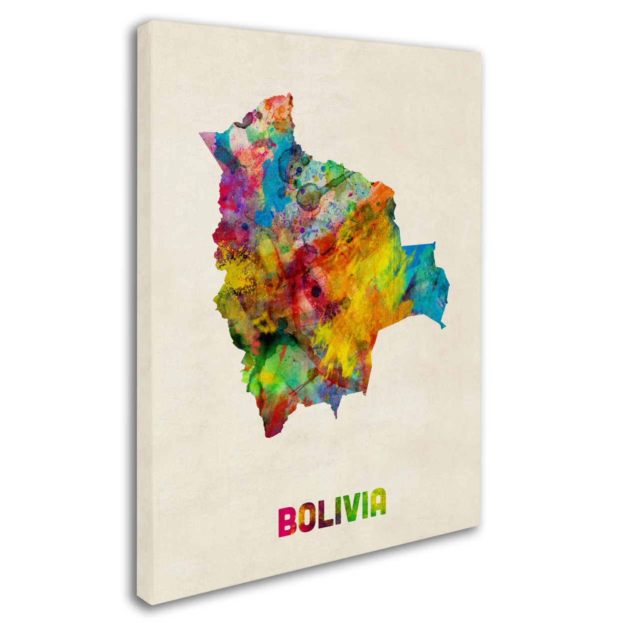 Michael Tompsett 'Bolivia Watercolor Map' 14 X 19 Canvas Art
