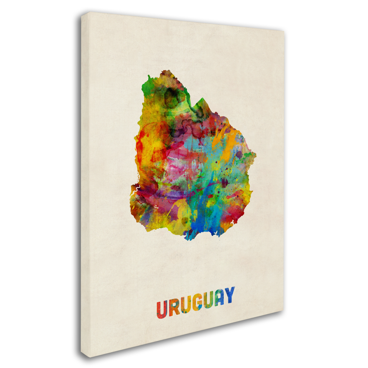 Michael Tompsett 'Uruguay Watercolor Map' 14 X 19 Canvas Art