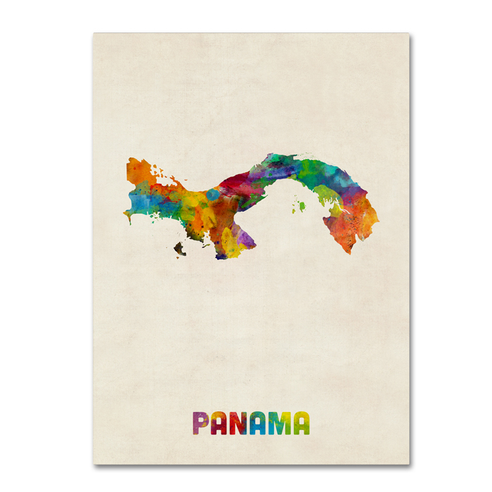 Michael Tompsett 'Panama Watercolor Map' 14 X 19 Canvas Art
