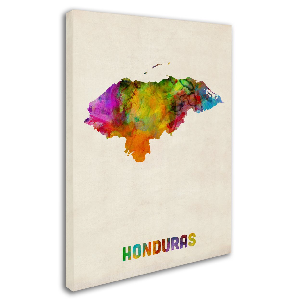 Michael Tompsett 'Honduras Watercolor Map' 14 X 19 Canvas Art