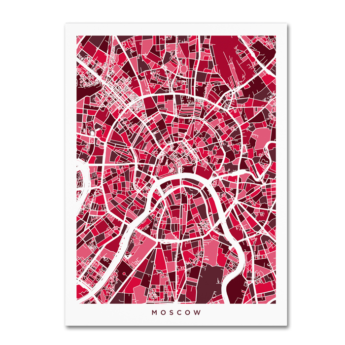 Michael Tompsett 'Moscow City Street Map IV' 14 X 19 Canvas Art