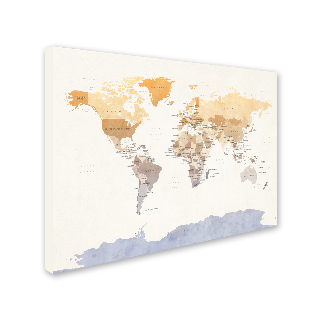 Michael Tompsett 'Watercolour Political Map Of The World' 14 X 19 Canvas Art