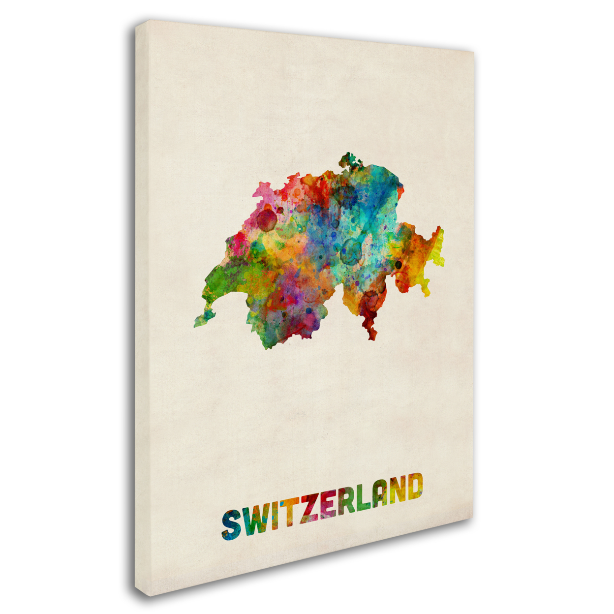 Michael Tompsett 'Switzerland Watercolor Map' 14 X 19 Canvas Art