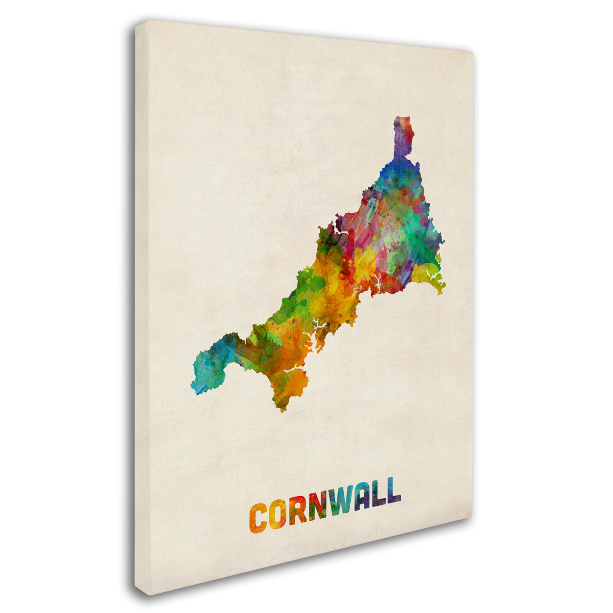 Michael Tompsett 'Cornwall England Watercolor Map' 14 X 19 Canvas Art