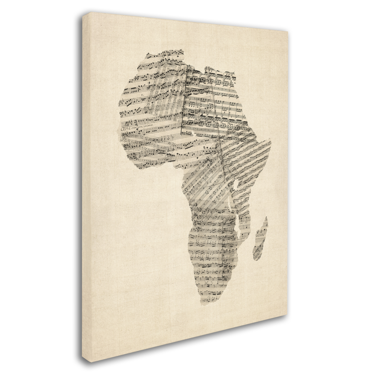 Michael Tompsett 'Old Sheet Music Map Of Africa' 14 X 19 Canvas Art