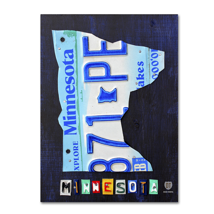 Design Turnpike 'Minnesota License Plate Map' 14 X 19 Canvas Art