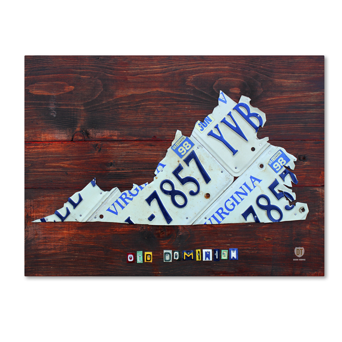 Design Turnpike 'Virginia License Plate Map Large' 14 X 19 Canvas Art