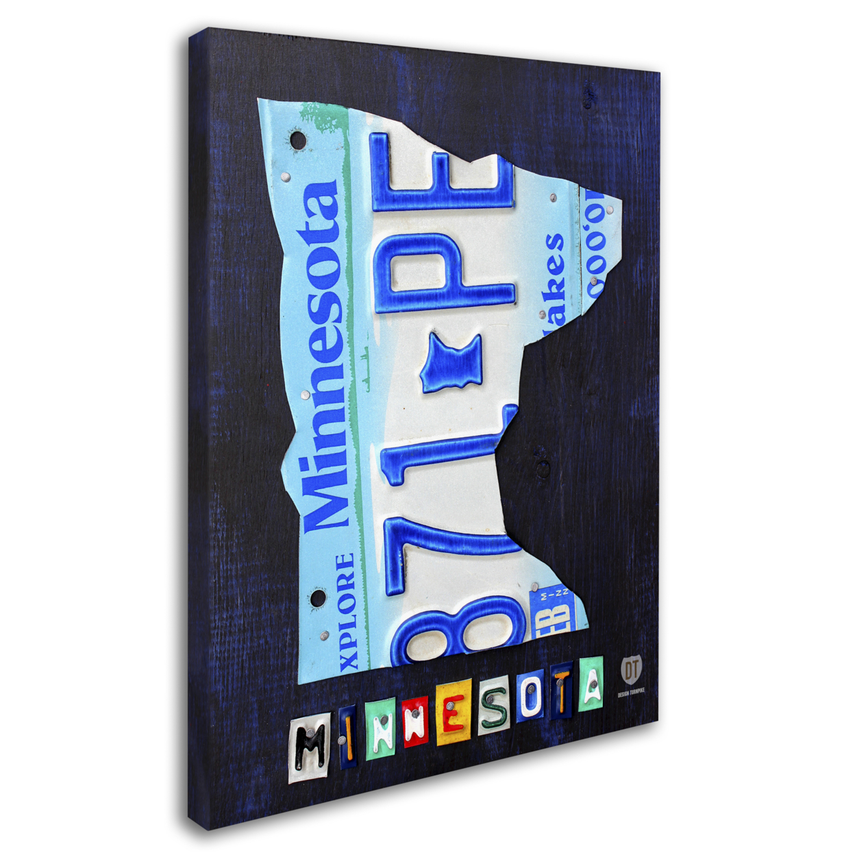 Design Turnpike 'Minnesota License Plate Map' 14 X 19 Canvas Art