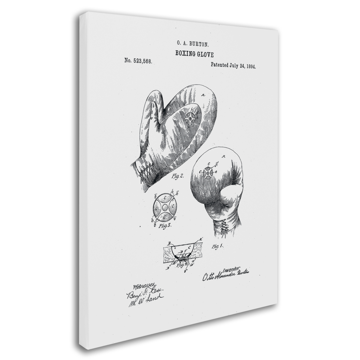 Claire Doherty 'Boxing Gloves Patent 1894 White' 14 X 19 Canvas Art