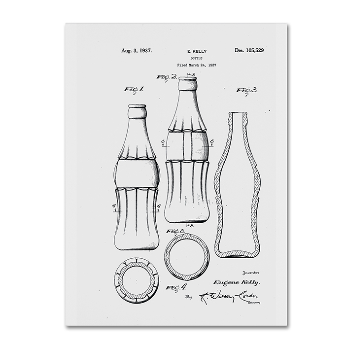 Claire Doherty 'Coca Cola Bottle Patent 1937 White' 14 X 19 Canvas Art